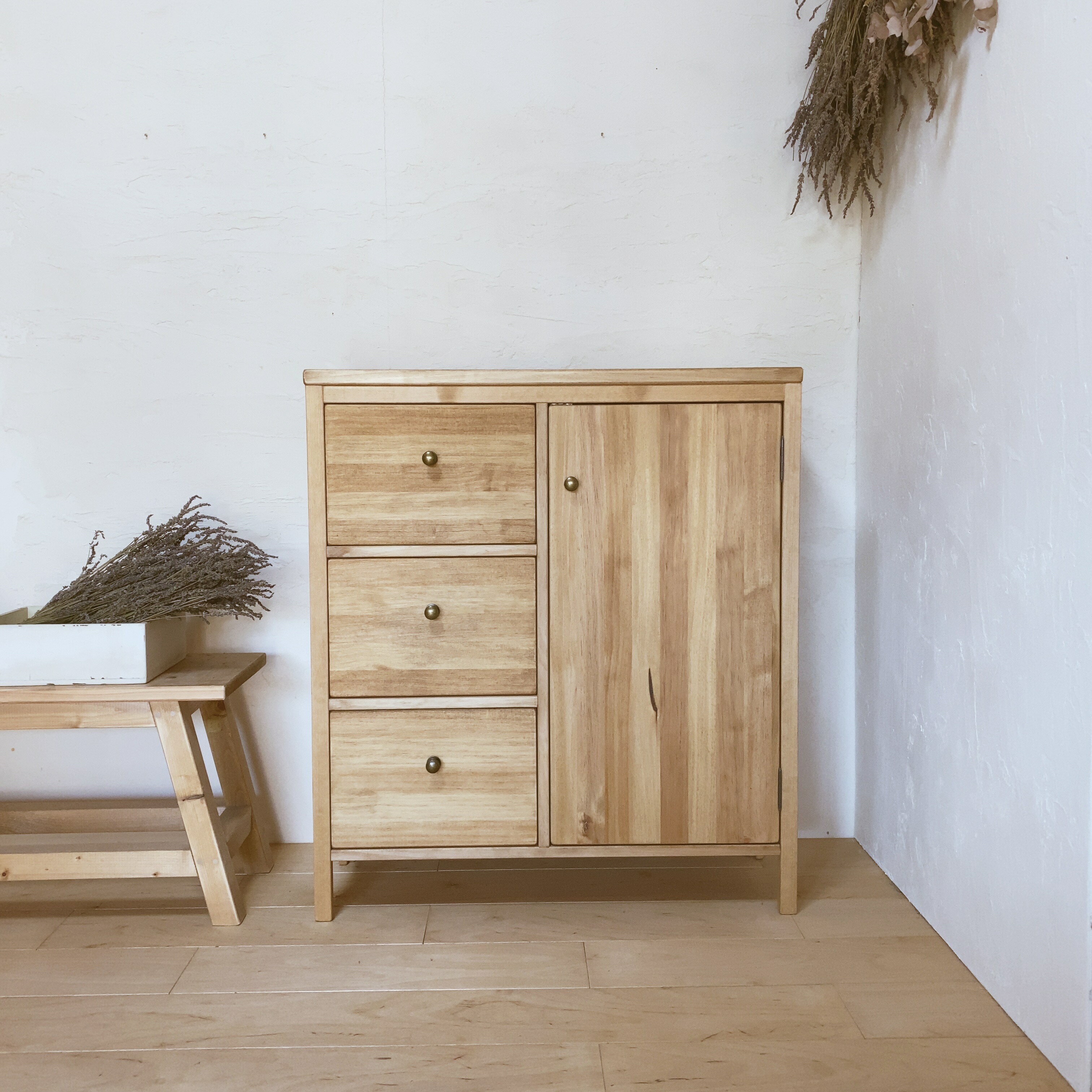 キャビネット W80 チェスト　引き出し　カウンター　扉　収納　北欧　シンプル　ナチュラル(3)