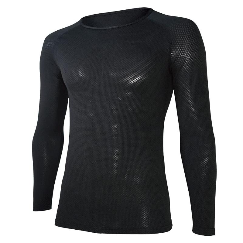 おたふく手袋 オールシーズンインナー 長袖 丸首 3Dファーストレイヤー [吸汗速乾 消臭 メッシュ コンプレッション メンズ] JW-522 ブラック S