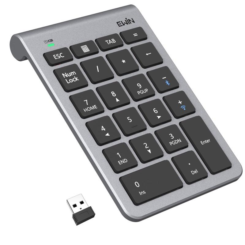 Ewin テンキー numlock非連動 Bluetooth/2.4G接続 2台デバイス接続 ワイヤレス 数字キーボード Bluetoothキーボード 超薄型 左手デバイス 片手デバイス ショートカットキー 日本語対応 iOS iPadOS Window
