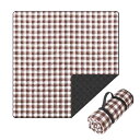 EASYLEE レジャーシート おしゃれ ピクニックシート 厚手3層構造 大きい4~8人用200X150cm/200x200cm 軽量持ち運びやすい 洗濯機洗い可チェック柄キャンプマット 防水防污 快適な座り心地 ピクニッ