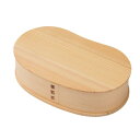 J-kitchens 曲げわっぱ 弁当箱 木製 豆型 一段 弁当箱 (中)ナチュラル 17cm × 9cm × 5.3cm 450ml