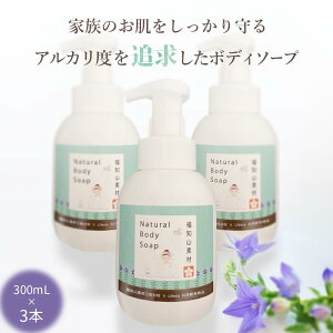 【天然成分100%】FK ボディソープ 300mL ボトル 3本 福知山キキョウ | 敏感肌 女性用 子供用 本体 石けん 弱アルカリ 肌に優しい 泡タイプ 無添加 肌に優しい せっけん 液体 さっぱり 除菌 天然 福知山 桔梗 身体洗浄 石鹸 精油 成分 送料無料 福知山高校 三和分校