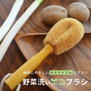 ベジブラシ 野菜洗いブラシ Vege brush サステナブル 高級 天然ブラシ エコブラシ ジャガイモ ゴボウ ダイコン ニンジン 葉物野菜 ココナッツ繊維　スクラバー 多目的ブラシ ストラップ付 たわし 天然