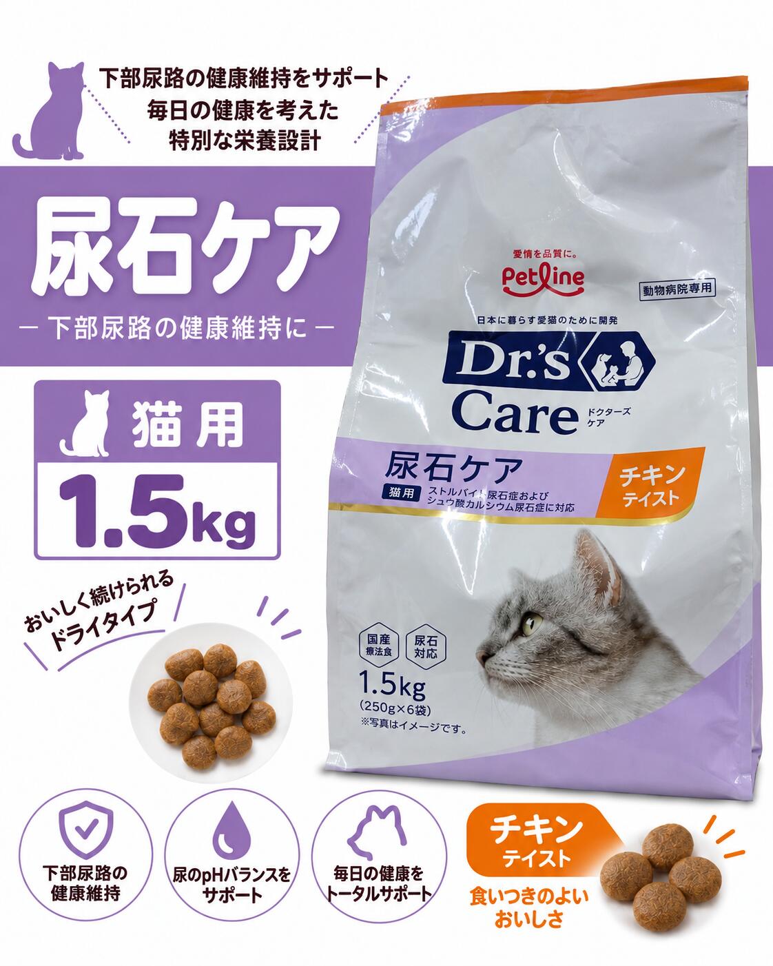 楽天市場】ドクターズケア 猫用尿石ケア チキンテイストの通販