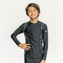 \全商品14倍以上!/ナイキ NIKE SS24 BOYS ロングスリーブ UV ハイドロガード グレー 120 水泳 長袖 キッズ UV スクール水着 男子 ...