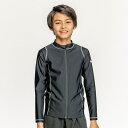 ナイキ NIKE SS24 BOYS ロングスリーブ F/Z UV ハイドロガード グレー 150 水泳 長袖 キッズ UV ファスナー付 スクール水着 男子 ...