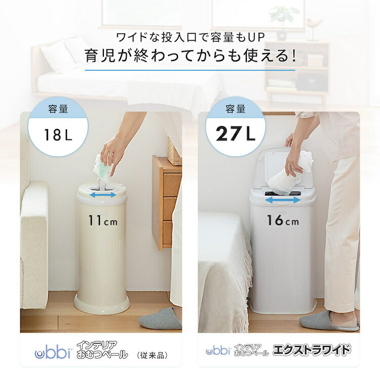 ＼レビュー特典あり／ 防臭 ウッビー Ubbi おむつペール エクストラワイド おむつ ごみ箱 臭わない インテリア オムツ ペール おむつ処理ポット ペット 介護 ゴミ箱 27L ふた付き 赤ちゃん ベビー 犬 猫 介護 ペットシーツ ネコ砂 ラッピング無料 3