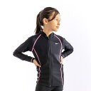 メール便対応 ナイキ NIKE スクール ロングスリーブ ラッシュガード GIRLS ブラック/アトミックパンチ 120cm SP22 F/Z UV ジッパー式 水着 スクール水着 女子(4)
