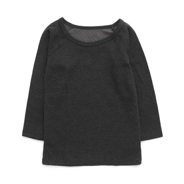 F.O正規販売店 長袖 Ampersand アンパサンド かくれんぼインナー 起毛接結天竺 ロングスリーブTシャツ ブラック 110cm 肌着 長袖 9分袖 FOインターナショナル