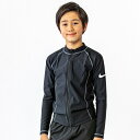 メール便対応 ナイキ NIKE スクール ロングスリーブ ラッシュガードジップアップ BOYS ブラック/グレー 130cm SS23 F/Z UV 水着 スク...
