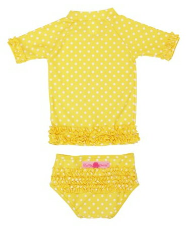 【ポイント★さらに5倍★】Ruffle Butts ラッフルバッツ ラッシュガード Yellow Polka Dot 2歳〜3歳 女の子用 UPF50+/水着/紫外線対策/ベビー水着/キッズ水着【あす楽対応】【ナチュラルリビング】