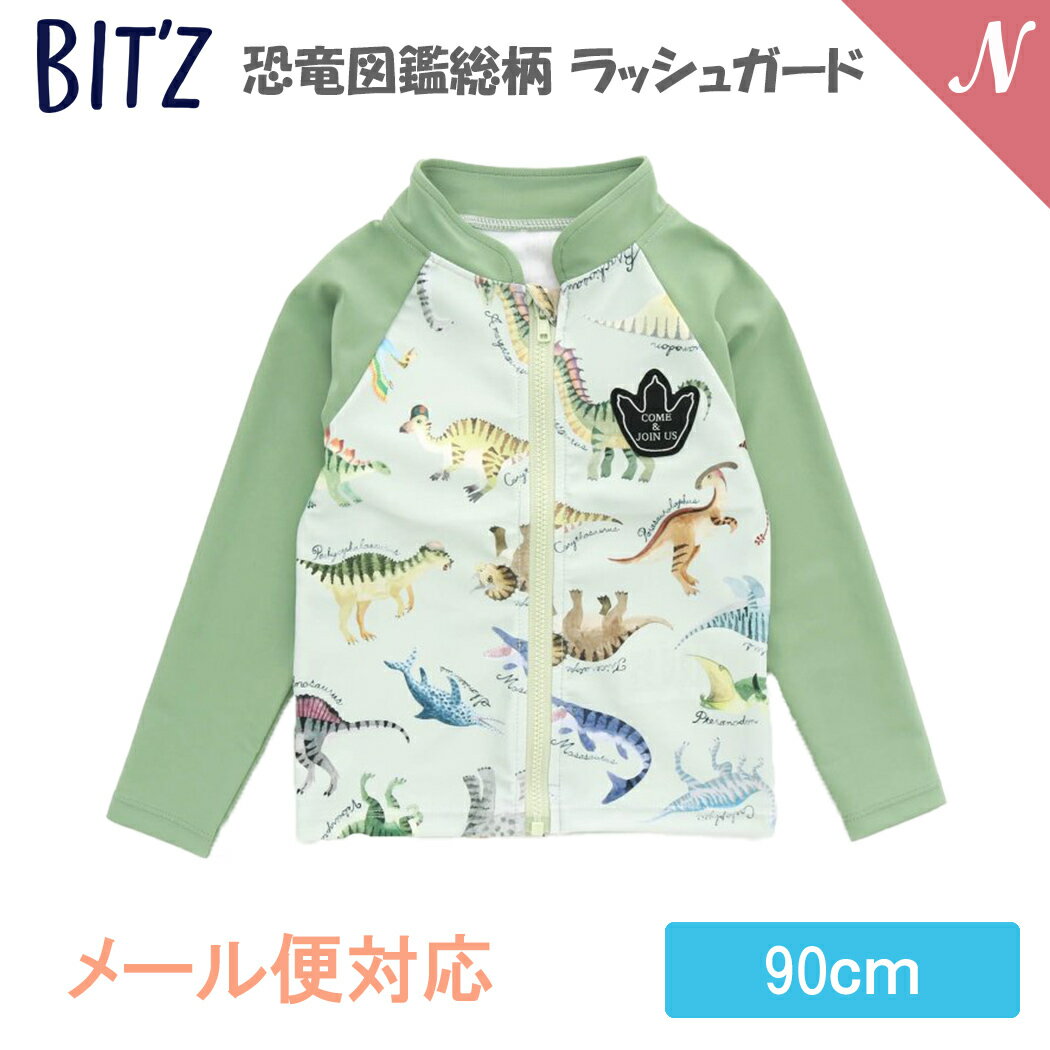 ＼全商品12倍！／UVカット【メール便対応】 BIT'Z ビッツ 恐竜図鑑総柄 ラッシュガード ライム 90cm UVカット F.Oインターナショナル エフオー あす楽対応