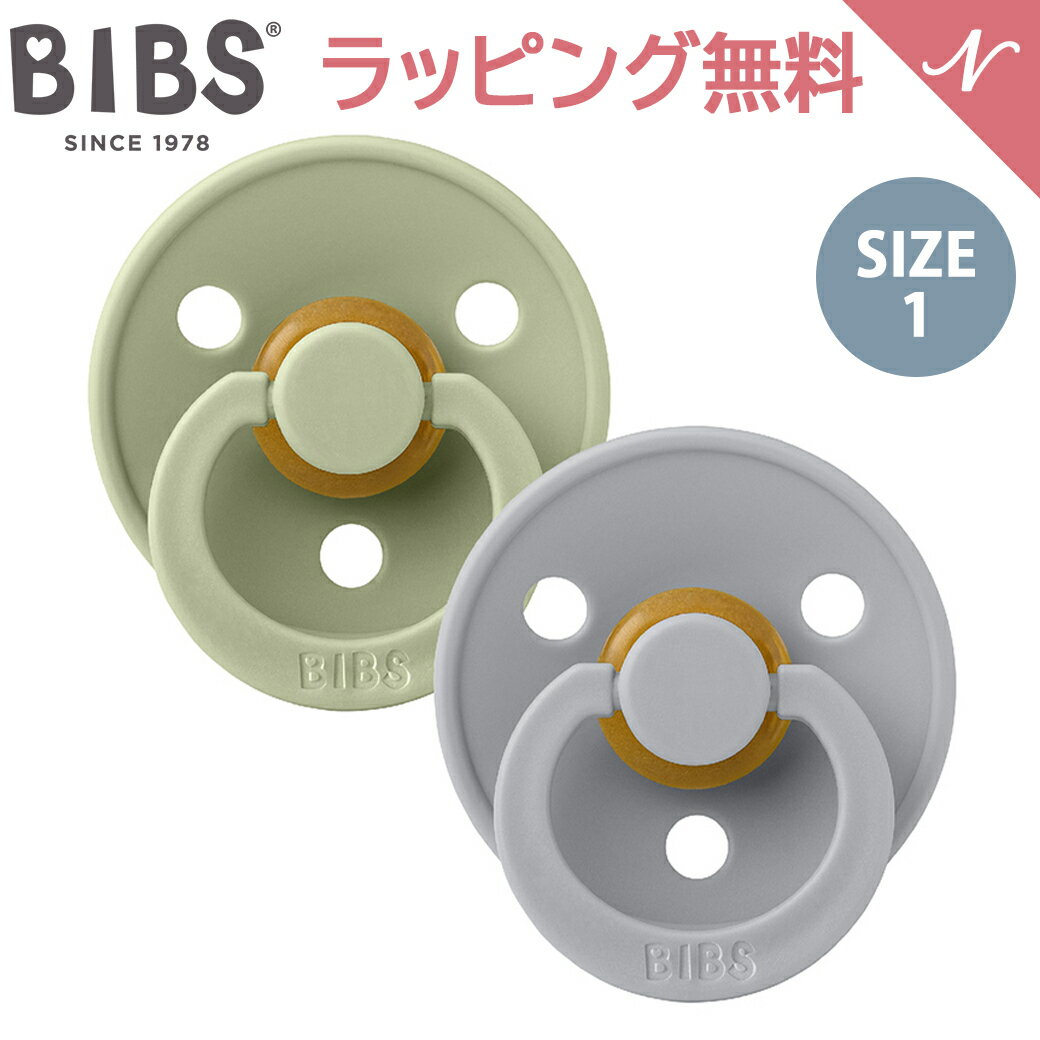 ビブス BIBS カラー 2色セット セージ クラウド Sage Cloud size 1 おしゃぶり デンマーク 北欧 天然ゴム 新生児 赤ちゃん ベビー 出産..