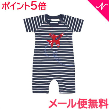 JoJo Maman Bebe (ジョジョママンベベ) 半袖ロンパース Air Show Romper(飛行機 ネイビーボーダー) 3〜6ヵ月 ベビーウェア/ショートオール/ボディスーツ/カバーオール【あす楽対応】【ラッキーシール対応】