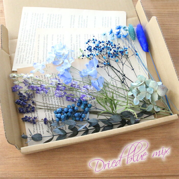 【ブルー系】 ドライフラワー 花材 詰め合わせ セット （ユーカリ ラベンダー デルフィニウム ラークスパー かすみ草 スターフラワー ポアプランツ ラグラス ペッパーベリー 紫陽花 ）のサムネイル