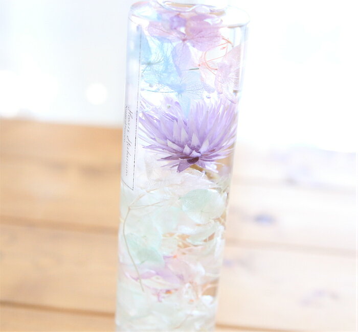 ハーバリウム （イノセント）【完成品】 紫 パープル 幻想的 綺麗 爽やか プレゼン...