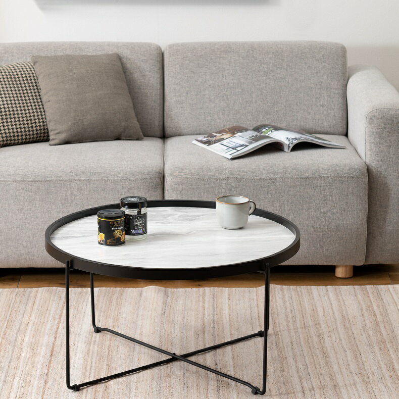 丸テーブル W73×D73×H38cm ラウンドテーブル テーブル トレーテーブル ローテーブル 丸 丸型 円型 円形 折りたたみ 折り畳み ソファサイド おしゃれ【ラウンドトレーテーブルL】