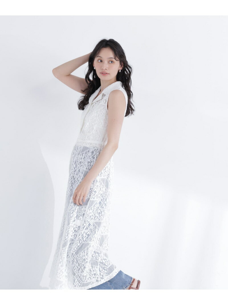 ノースリーブレースシャツワンピース NATURAL BEAUTY BASIC ナチュラルビューティベーシック ワンピース ドレス ワンピース ホワイト ブラック【送料無料】 Rakuten Fashion
