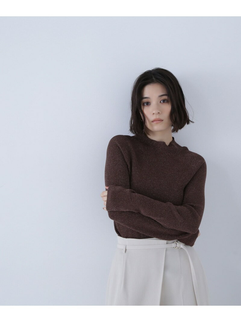 Rakuten - 【SALE／30%OFF】ハイネックラメリブニット NATURAL BEAUTY BASIC ナチュラルビューティベーシック トップス ニット ピンク ブラウン グレー【RBA_E】【送料無料】[Rakuten Fashion]