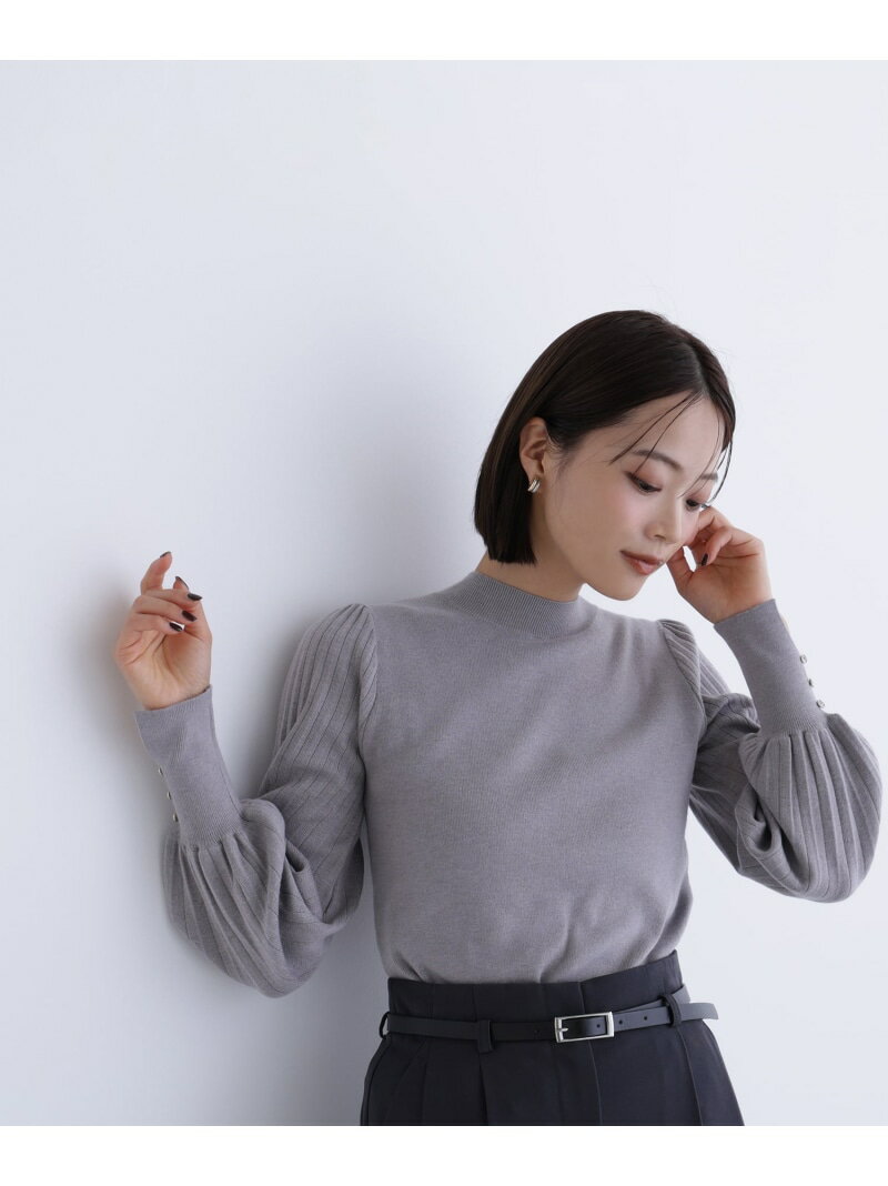 【SALE／10%OFF】プリーツスリーブニット NATURAL BEAUTY BASIC ナチュラルビューティベーシック トップス ニット グリーン グレー ホワイト【RBA_E】【送料無料】[Rakuten Fashion]