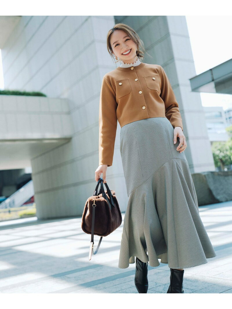 【SALE／30%OFF】エンブレムボタンニットジャケット NATURAL BEAUTY BASIC ナチュラルビューティベーシック トップス カーディガン イエロー ホワイト ブラウン ネイビー ブルー【RBA_E】【送料無料】[Rakuten Fashion]のサムネイル