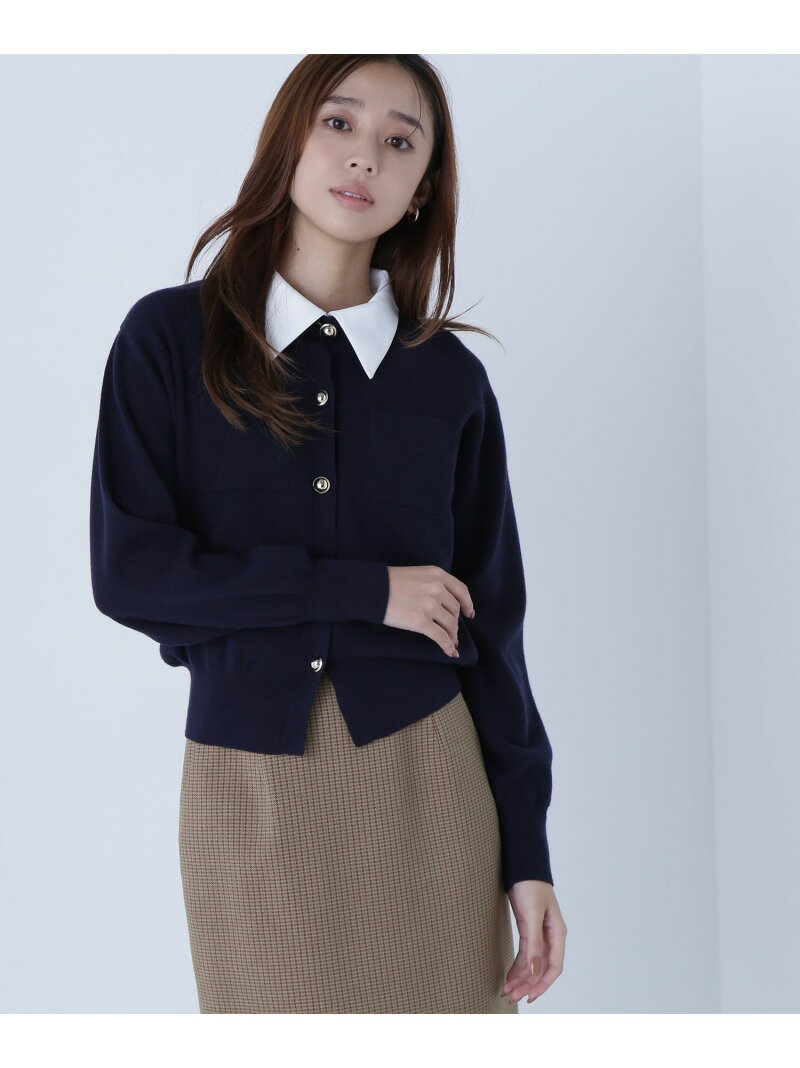 2wayカラーニットジャケット NATURAL BEAUTY BASIC ナチュラルビューティベーシック トップス カーディガン ネイビー ブラウン ホワイト グレー【先行予約】*【送料無料】[Rakuten Fashion]