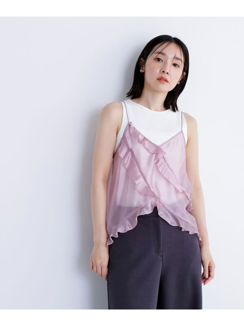 シアーフリルキャミソール NATURAL BEAUTY BASIC ナチュラルビューティベーシック トップス シャツ・ブラウス ピンク ベージュ