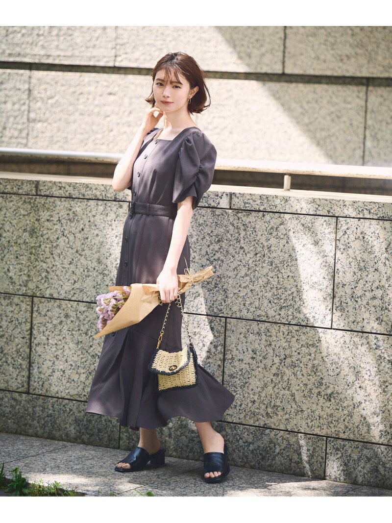 【SALE／30%OFF】スクエアネックボリュームスリーブワンピース NATURAL BEAUTY BASIC ナチュラルビューティベーシック ワンピース・ドレス ワンピース グレー ベージュ オレンジ【RBA_E】【送料無料】[Rakuten Fashion]のサムネイル