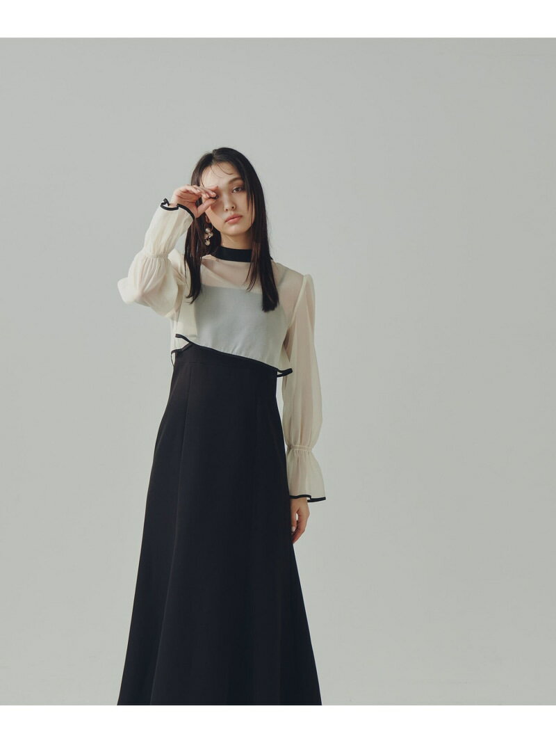 オーガンジーブラウス&キャミワンピース NATURAL BEAUTY BASIC ナチュラルビューティベーシック ワンピース・ドレス ワンピース ブラック グレー【送料無料】[Rakuten Fashion]のサムネイル