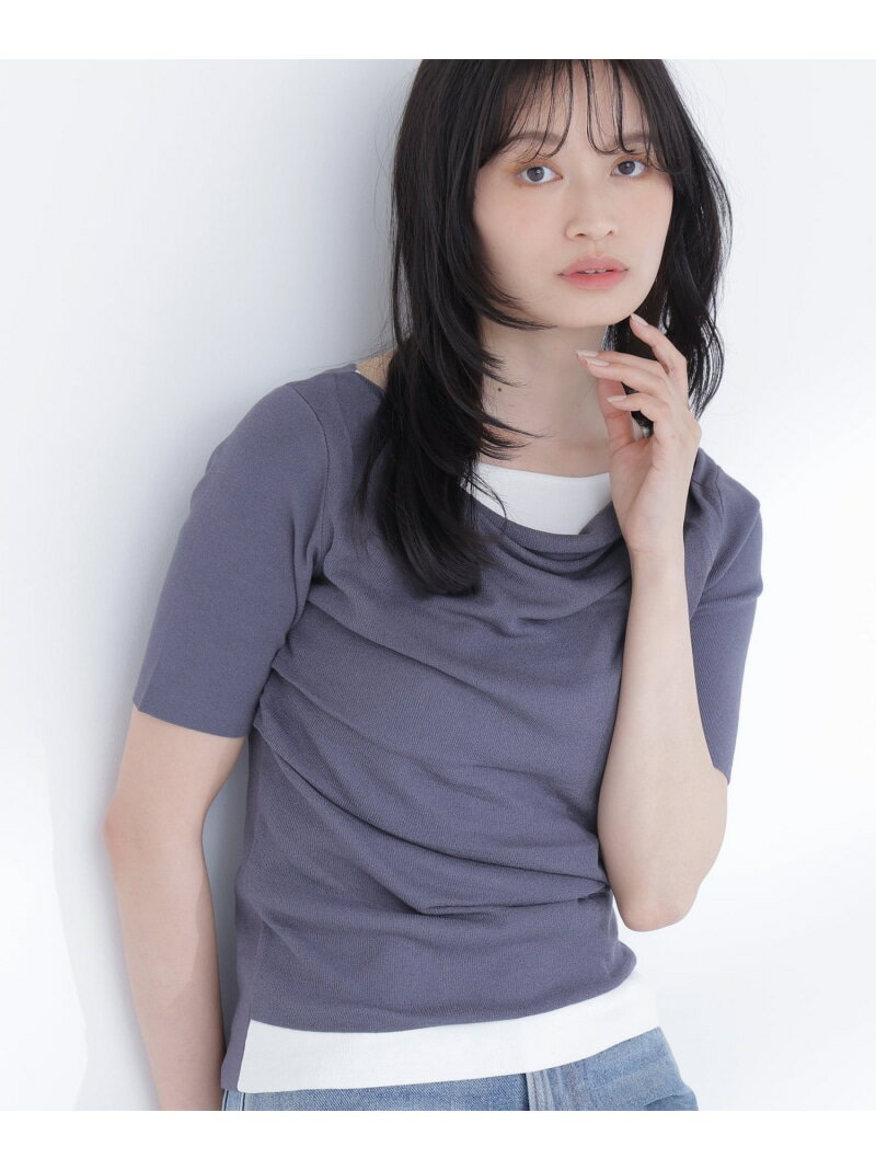 Rakuten - ドレープレイヤードライクニット NATURAL BEAUTY BASIC ナチュラルビューティベーシック トップス ニット グレー ベージュ【送料無料】[Rakuten Fashion]