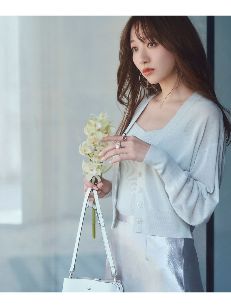 【SALE／10%OFF】シアーカーデ&ハートネックニットタンク NATURAL BEAUTY BASIC ナチュラルビューティベーシック トップス カーディガン グレー ブラック ホワイト ピンク【RBA_E】【送料無料】[Rakuten Fashion]のサムネイル
