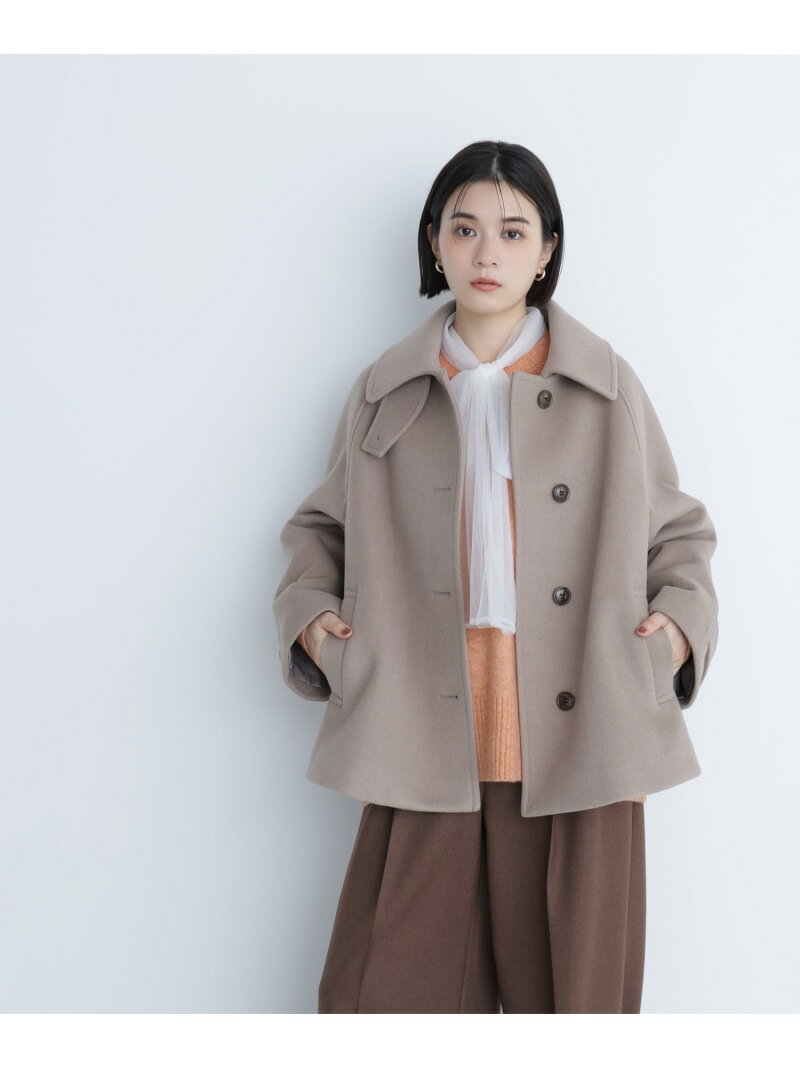 ステンカラーハーフコート NATURAL BEAUTY BASIC ナチュラルビューティベーシック ジャケット・アウター ブルゾン・ジャンパー ネイビー ベージュ【送料無料】[Rakuten Fashion]のサムネイル