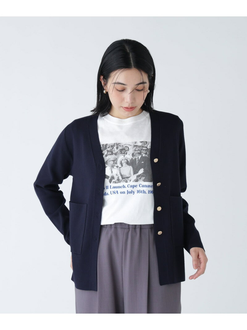 【SALE／30%OFF】＜NAVY NAVY＞コインボタンVネックニットカーデプルオーバー NATURAL BEAUTY BASIC ナチュラルビューティベーシック トップス ニット ネイビー【RBA_E】【送料無料】[Rakuten Fashion]