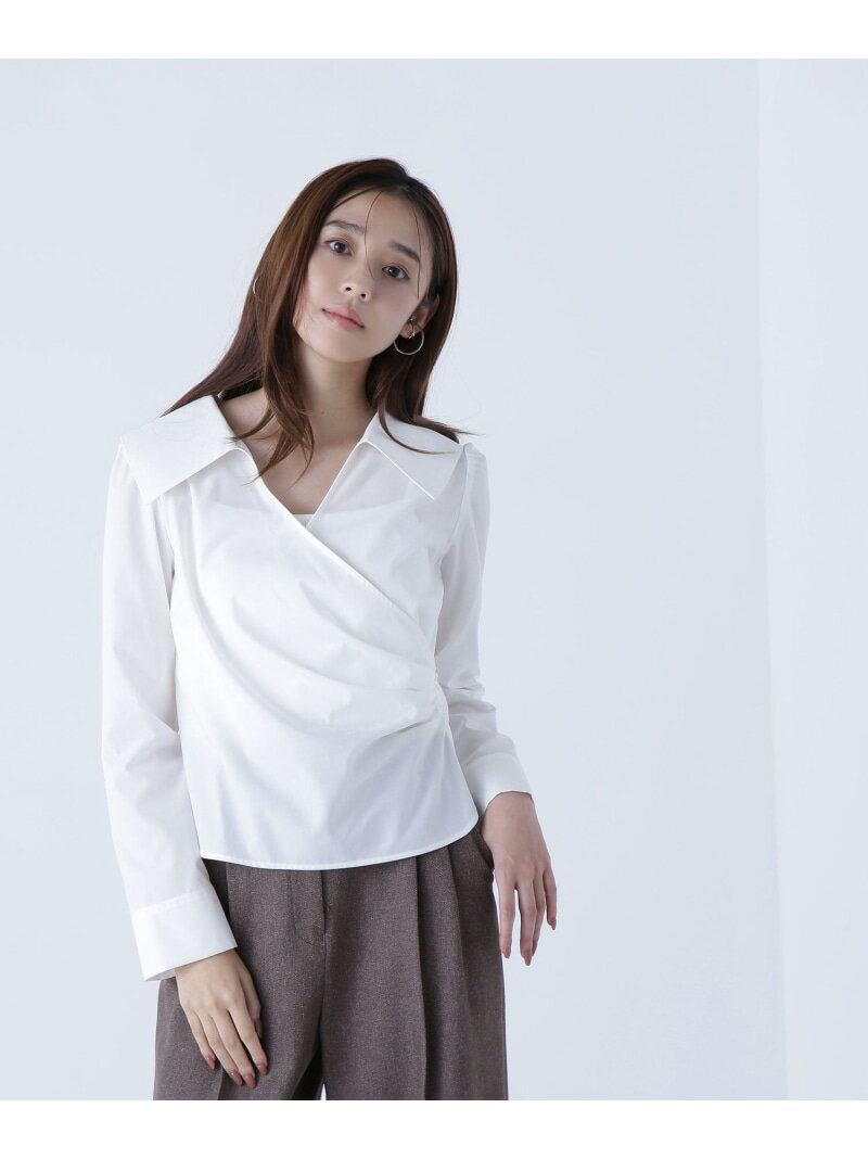 カシュクールデザインブラウス NATURAL BEAUTY BASIC ナチュラルビューティベーシック トップス シャツ・ブラウス ホワイト ブラック【送料無料】[Rakuten Fashion]のサムネイル