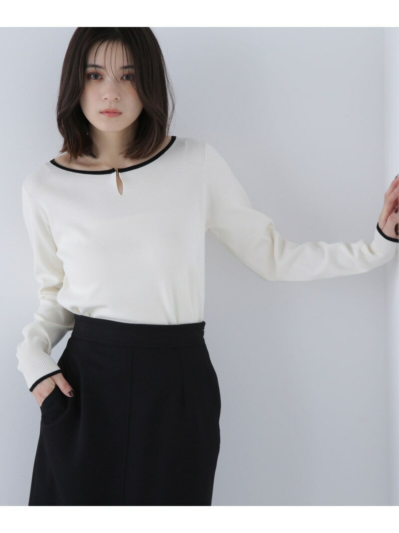 メタルポイントバイカラーニット NATURAL BEAUTY BASIC ナチュラルビューティベーシック トップス ニット パープル ブラウン【先行予約】*【送料無料】[Rakuten Fashion]のサムネイル