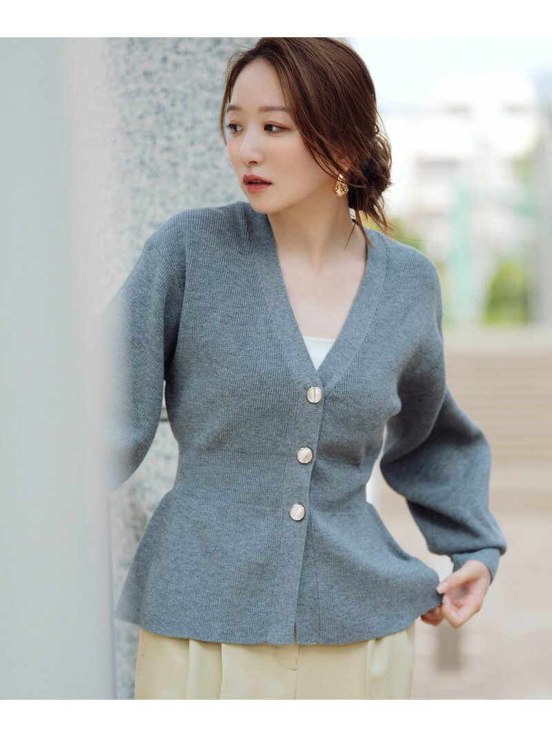 【SALE／10%OFF】ペプラムフォルムカーディガン NATURAL BEAUTY BASIC ナチュラルビューティベーシック トップス カーディガン イエロー グレー【RBA_E】【送料無料】[Rakuten Fashion]のサムネイル