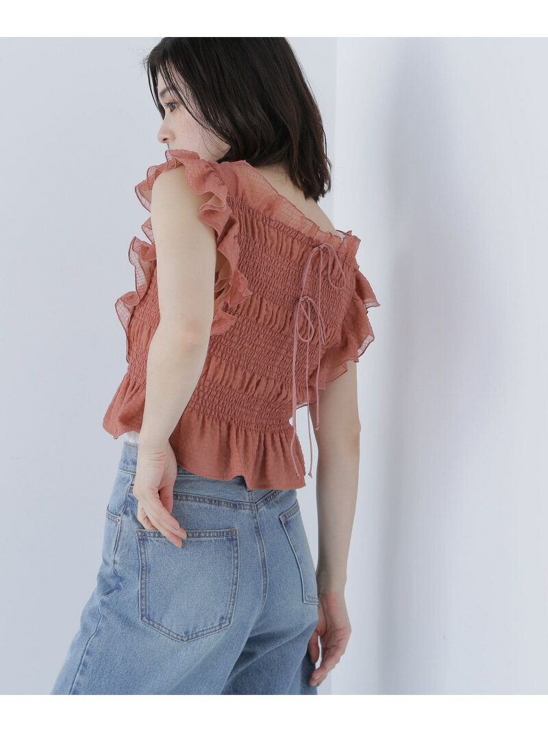 シャーリングペプラムブラウス NATURAL BEAUTY BASIC ナチュラルビューティベーシック トップス シャツ・ブラウス ホワイト ピンク グレー【先行予約】*【送料無料】[Rakuten Fashion]のサムネイル