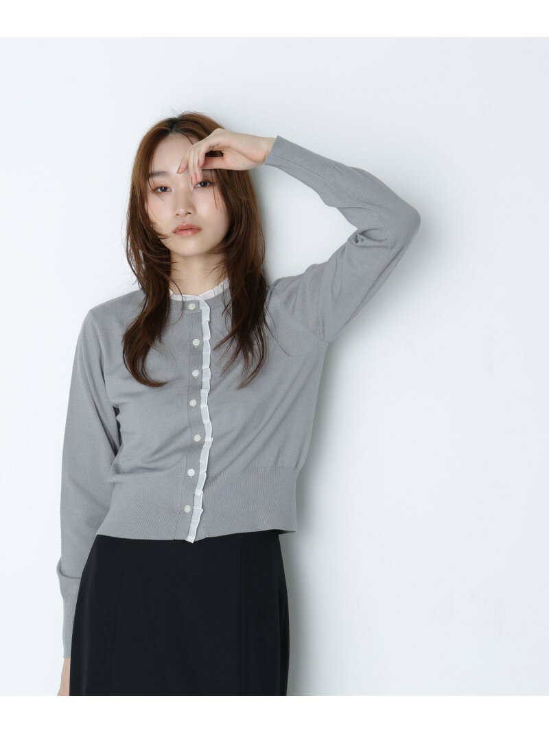 フリルトリムカーディガン NATURAL BEAUTY BASIC ナチュラルビューティベーシック トップス カーディガン ホワイト【送料無料】[Rakuten Fashion]