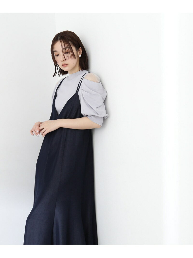 【SALE／10%OFF】Vネックキャミワンピース NATURAL BEAUTY BASIC ナチュラルビューティベーシック ワンピース・ドレス ワンピース ブルー ブラック【RBA_E】【送料無料】[Rakuten Fashion]のサムネイル