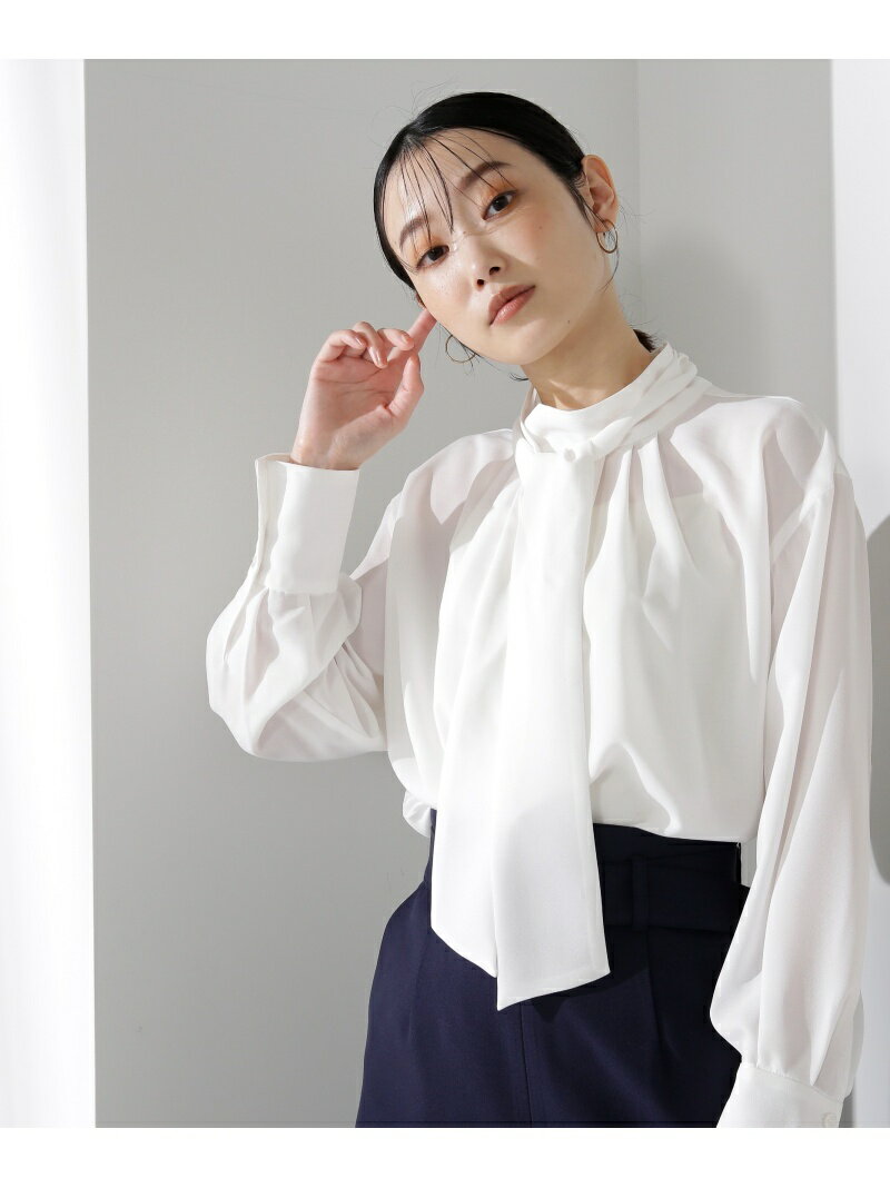 シアーボウタイブラウス NATURAL BEAUTY BASIC ナチュラルビューティベーシック トップス シャツ・ブラウス ホワイト グレー パープル【送料無料】[Rakuten Fashion]のサムネイル