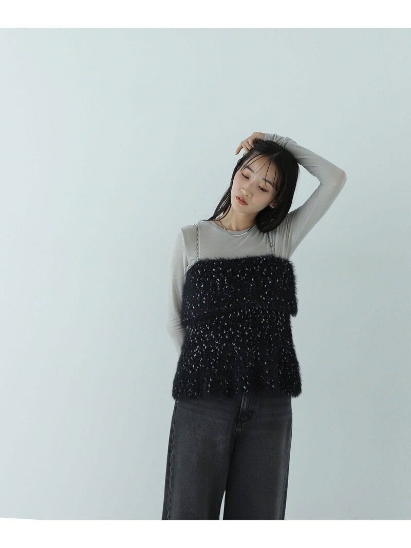 Rakuten - 【SALE／60%OFF】ミックスシャギーニットキャミソール 24AW NATURAL BEAUTY BASIC ナチュラルビューティベーシック トップス ニット ブラック ブルー【RBA_E】[Rakuten Fashion]