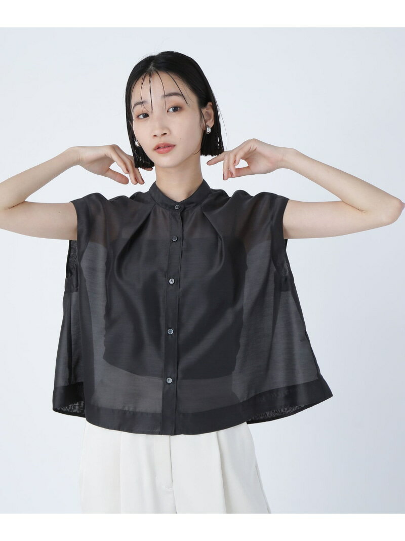 【SALE／30%OFF】シアークロップドブラウス NATURAL BEAUTY BASIC ナチュラルビューティベーシック トップス シャツ・ブラウス ブラック ネイビー ベージュ【RBA_E】【送料無料】[Rakuten Fashion]のサムネイル