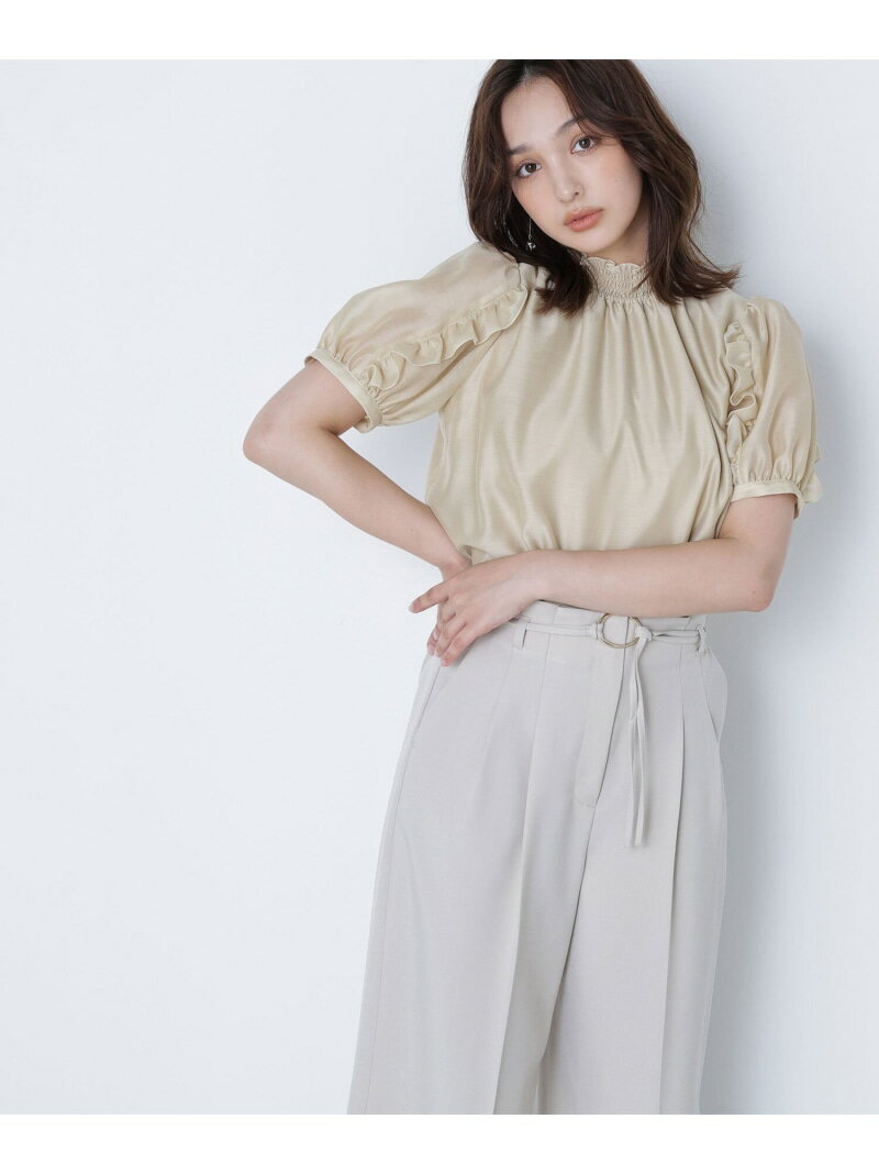 シャーリングネックフリルブラウス NATURAL BEAUTY BASIC ナチュラルビューティベーシック トップス シャツ・ブラウス ホワイト イエロー ブラック【送料無料】[Rakuten Fashion]のサムネイル