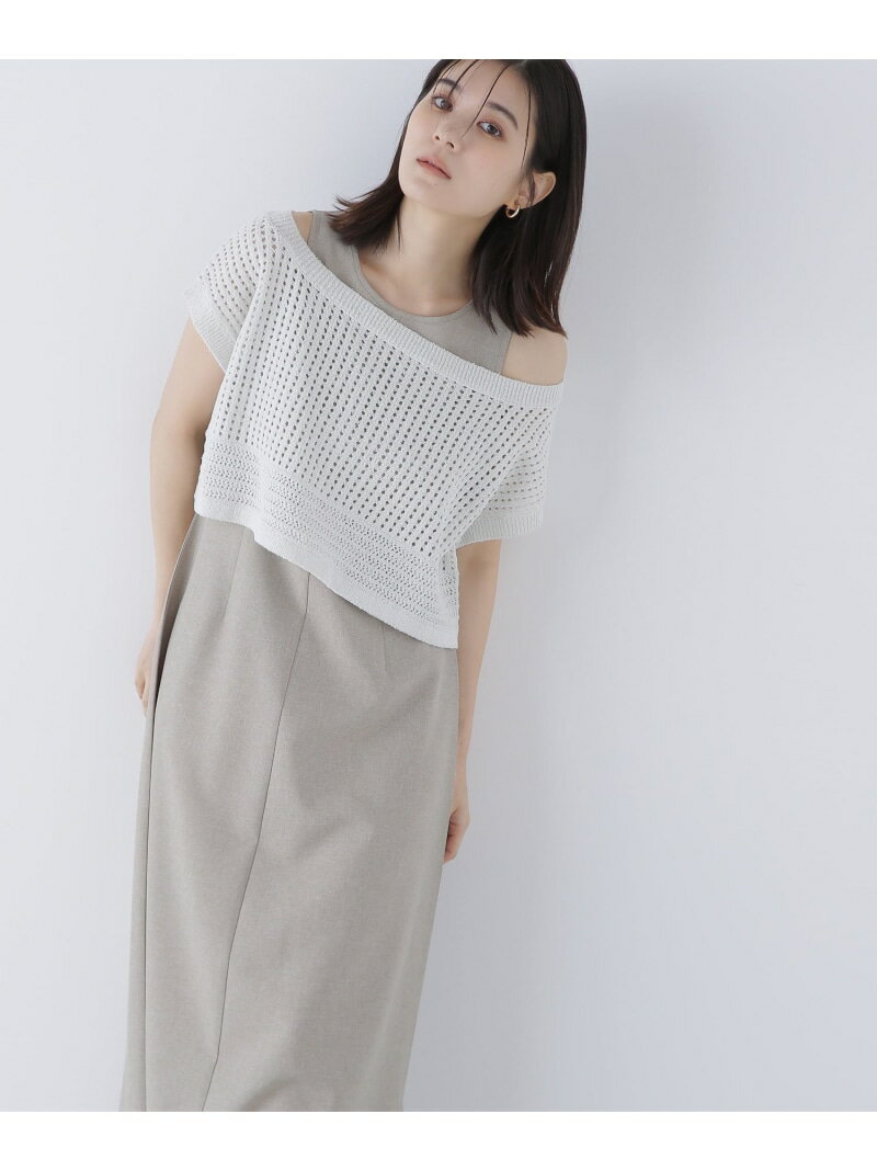 【SALE／30%OFF】透かし編みニット&アメスリワンピース NATURAL BEAUTY BASIC ナチュラルビューティベーシック スカート その他のスカート ブラック ホワイト【RBA_E】【送料無料】[Rakuten Fashion]のサムネイル