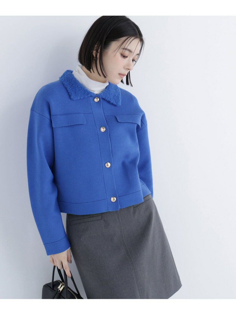 Rakuten - 【SALE／30%OFF】ループカラーニットジャケット NATURAL BEAUTY BASIC ナチュラルビューティベーシック トップス カーディガン ホワイト ブルー ブラック【RBA_E】【送料無料】[Rakuten Fashion]