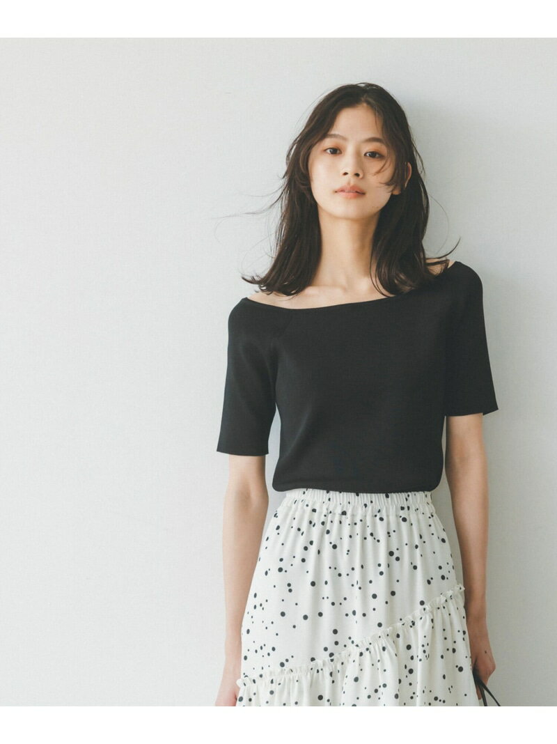 デコルテラインコンパクトニット NATURAL BEAUTY BASIC ナチュラルビューティベーシック トップス ニット ブラック ホワイト ピンク【送料無料】[Rakuten Fashion]のサムネイル