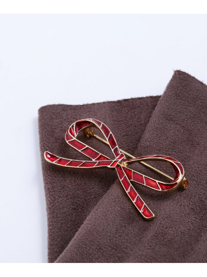 レジメンタイリボンブローチ NATURAL BEAUTY BASIC ナチュラルビューティベーシック ファッション雑貨 その他のファッション雑貨 ネイビー レッド[Rakuten Fashion](4)