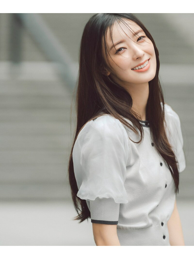 バイカラーオーガンスリーブカーディガン NATURAL BEAUTY BASIC ナチュラルビューティベーシック トップス カーディガン グレー【送料無料】[Rakuten Fashion]のサムネイル