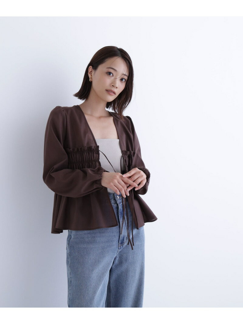 【SALE／30%OFF】Vネックシャーリングペプラムブラウス NATURAL BEAUTY BASIC ナチュラルビューティベ..