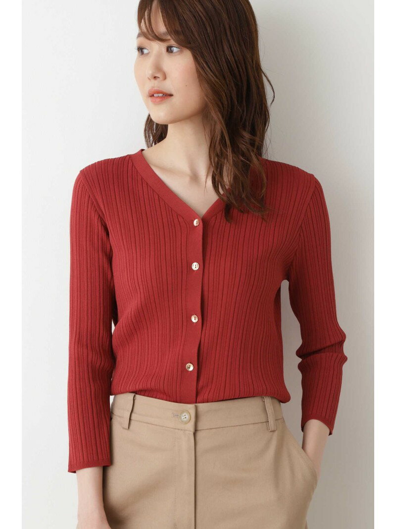 [Rakuten Fashion]【SALE／30%OFF】ランダムリブVネックカーディガン NATURAL BEAUTY BASIC ナチュラルビューティベーシック ニット カーディガン ブラウン ベージュ ネイビー【RBA_E】【送料無料】のサムネイル